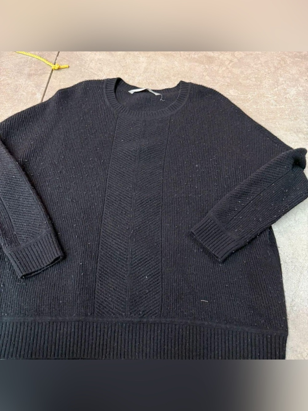 Athleta Black Textured Crewneck Sweater